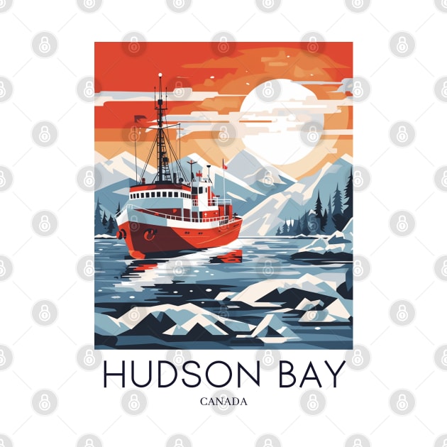 A Pop Art Travel Print of Hudson Bay - Canada by Studio Red Koala