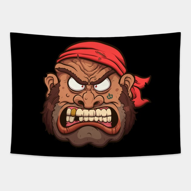 Angry Cartoon Pirate Face Tapestry by TheMaskedTooner