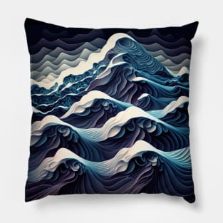 great wave crystallized Pillow