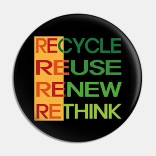 Recycle Reuse Renew Rethink Pin