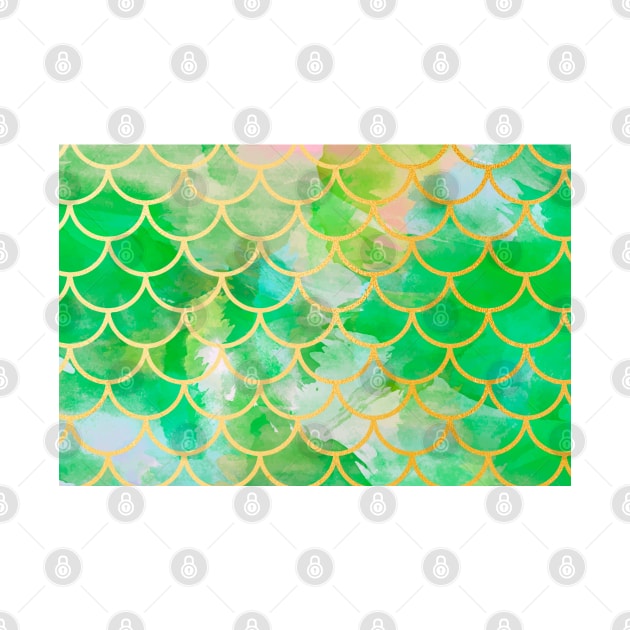 Mermaid Tail Scales Sea Green Gold by Live Together