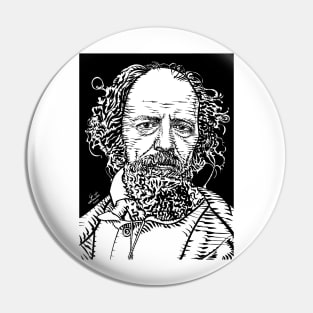 ALFRED,LORD TENNYSON ink portrait Pin