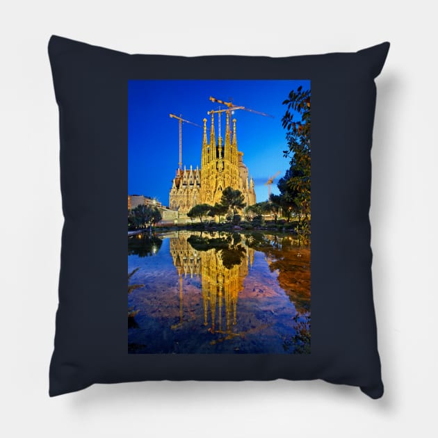 Nights of the Sagrada Familia Pillow by Cretense72