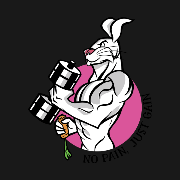 gym muscle unicorn - rabbit by Midoart