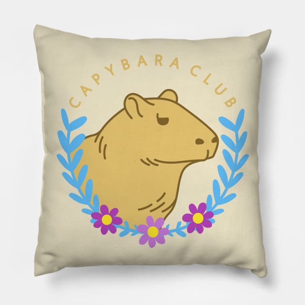 Capybara Club Pillow by natelledrawsstuff