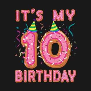 Cute Donut It's my 10th Birthday Sweet 10 yrs old Kids Gift T-Shirt