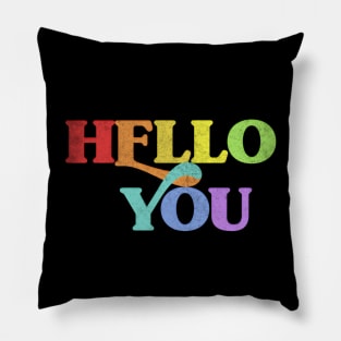 HELLO YOU //// Retro Faded Style Typographic Design Pillow