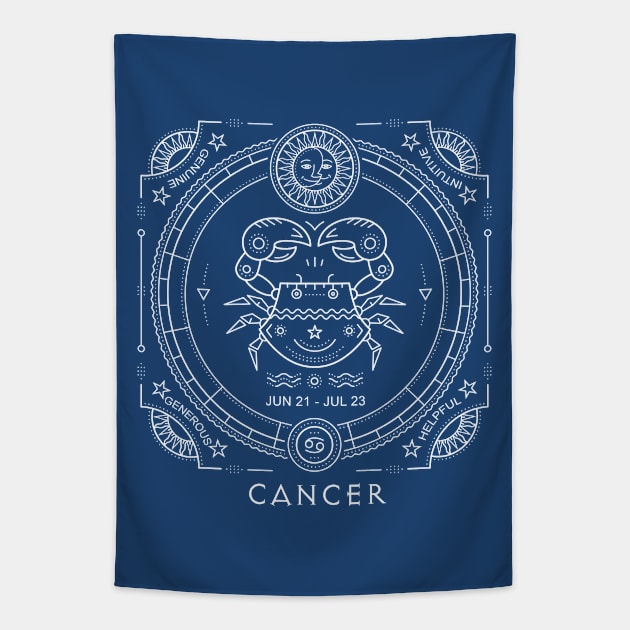 Cancer Astrological Sun Sign Zodiac Tapestry by Pine Hill Goods