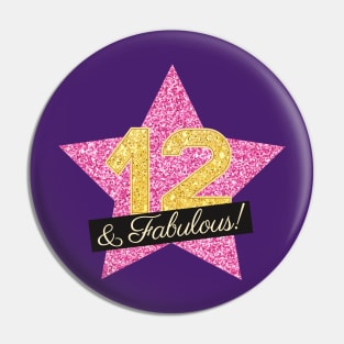 12th Birthday Gifts Women Fabulous - Pink Gold Pin