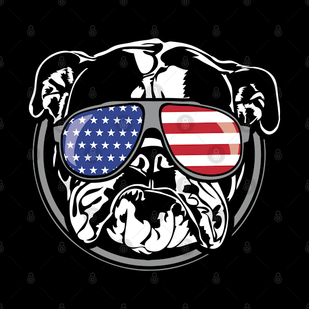 English Bulldog American Flag sunglasses patriotic dog by wilsigns