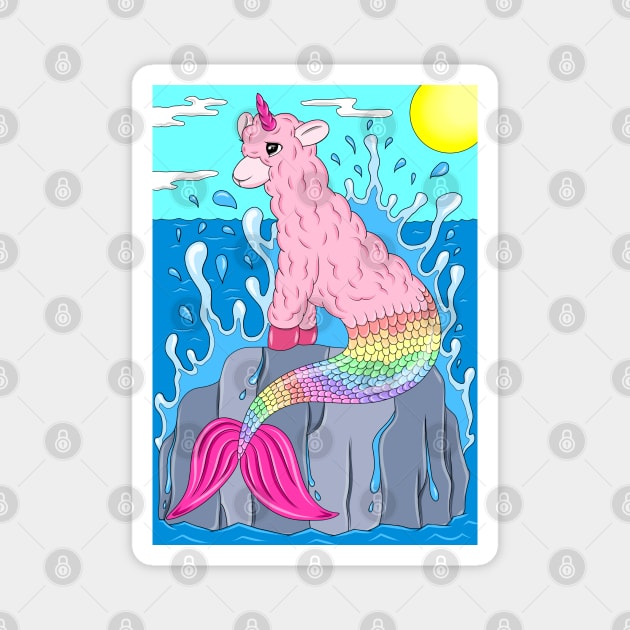 Llamacorn mermaid Magnet by MelanieJeyakkumar