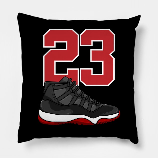 AJ 11 Retro Playoffs Sneaker Pillow by milatees