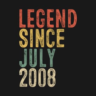 Legend Since July 2008 12th Birthday Gift 12 Year Old T-Shirt