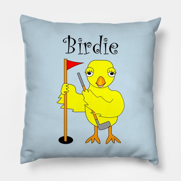 Birdie Golfing Chick Pillow by Barthol Graphics