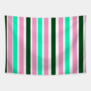 Pink and Green Candy Stripes Tapestry