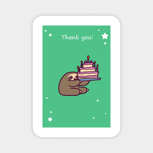 "Thank You" Birthday Cake Sloth Magnet