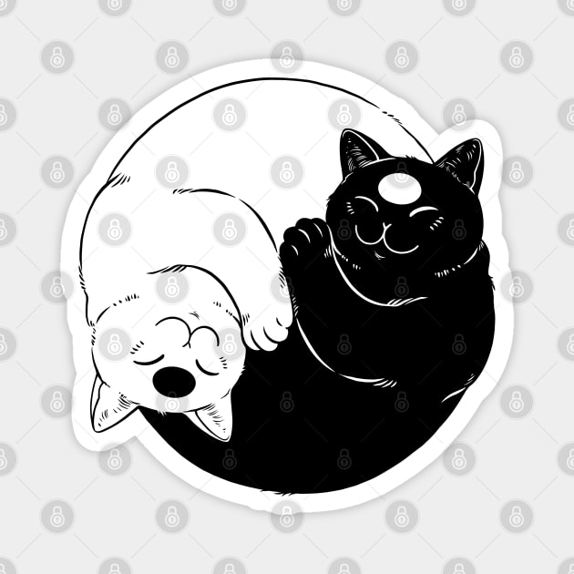 Yin Yang cute sleeping Cats Magnet by OccultOmaStore