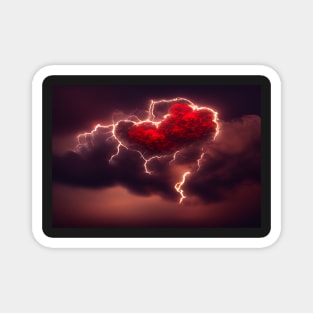 Red Broken Heart in the Clouds /  Broken Hearts Unwind Designs Magnet