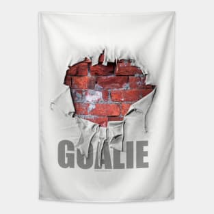 Torn Brick Wall Hockey Goalie - hockey player Tapestry