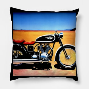 Vintage Black Motorcycle Poster Pillow