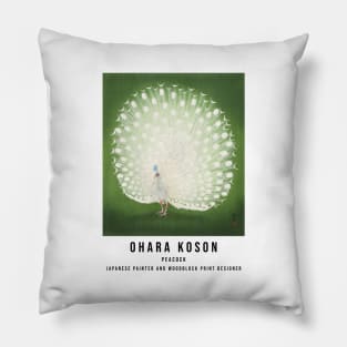 Ohara Koson Peacock Woodblock Design Pillow