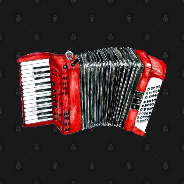 Red Retro Accordion by AnnArtshock