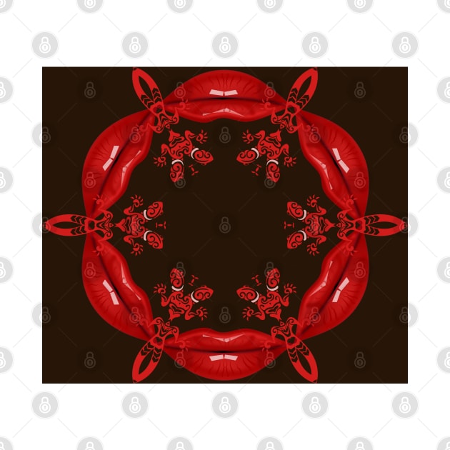 Red Lips , Lizard , Mandala , Pattern by justrachna