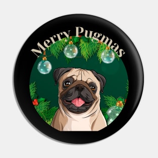 Merry Pugmas Christmas Pug Dog Pin