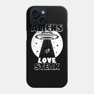 Aliens Love Steak Vintage Retro Funny Alien Abduction Meme Phone Case