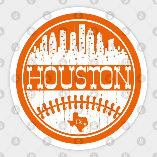 Vintage Houston Texas Skyline Baseball - Houston Astros - Sticker