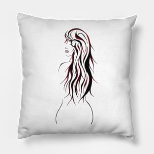 Beautiful woman with long hair Pillow