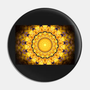 Golden Petal Mandala Kaleidoscope pattern Pin