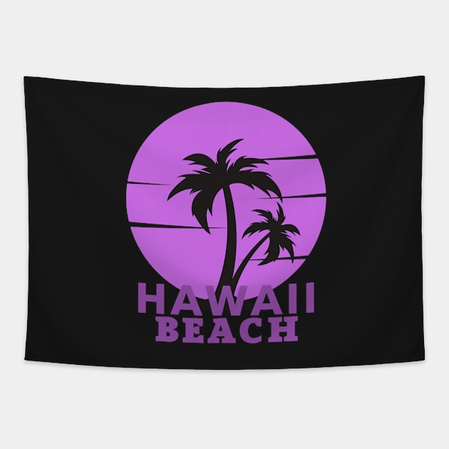 Hawaii Beach sunset Palm Trees Tapestry by bougieFire