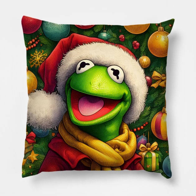 Puppet Wonderland: Festive Art Prints Featuring Whimsical Puppets for a Joyful Christmas Celebration! Pillow by insaneLEDP