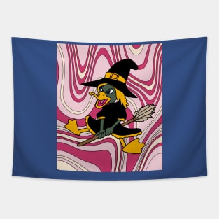 Halloween Goose Witch Conjuring Up Duck Tapestry