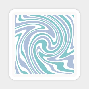 Retro 70s Abstract Swirl Blue Wavy Ocean Pattern Magnet