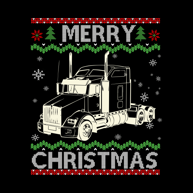 Truck Driver Christmas Ugly Sweater Trucker by franzaled