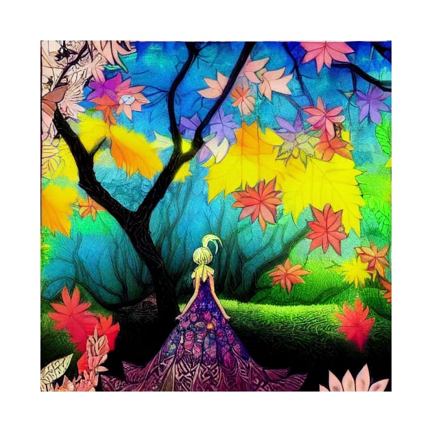 Anime Princess in Colourful Forrest - Colourful Artwork by Wear it Proudly