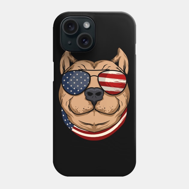 Patriotic Pit Bull with American Flag Glasses 4th of July Phone Case by Acroxth