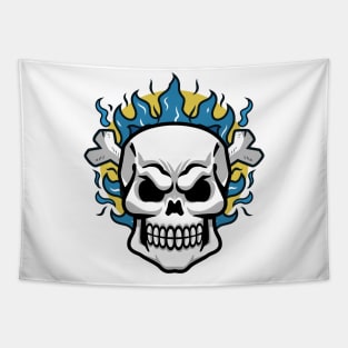 flaming skull Tapestry