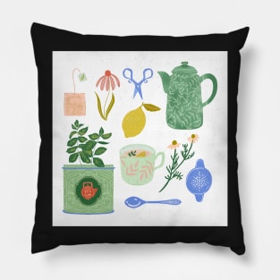 Tea time illustration Pillow