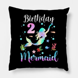 2 Years Old Birthday Mermaid Happy 2nd Birthday Pillow