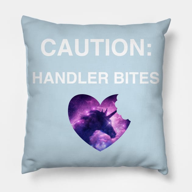 Caution: Handler Bites - horse Pillow by FlirtyTheMiniServiceHorse