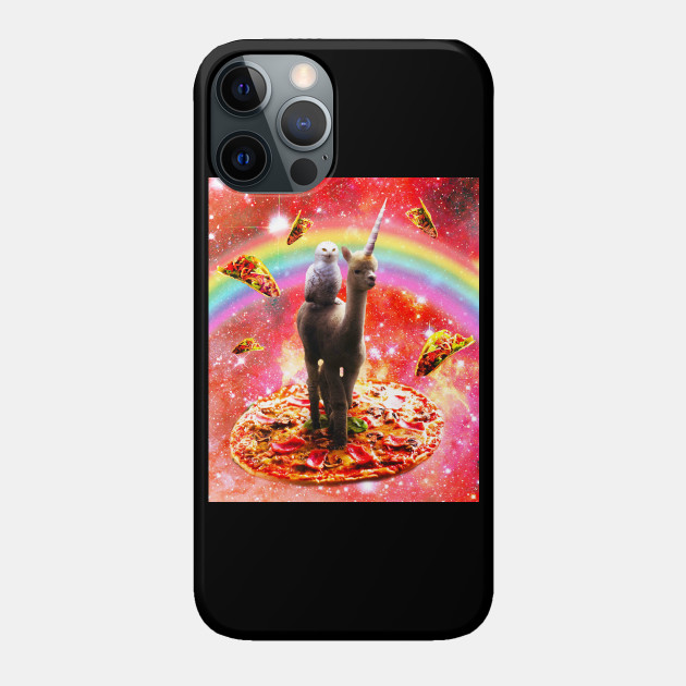 Space Owl Riding Alpaca Unicorn - Pizza & Taco - Galaxy - Phone Case