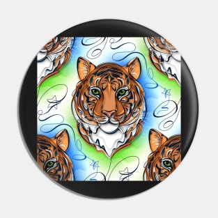 Continuous Line Tiger Portrait. 2022 New Year Symbol by Chinese Horoscope Pin