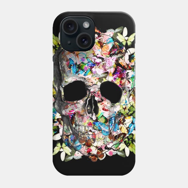 Sage Tribe Skull With Butterflies Phone Case by Collagedream