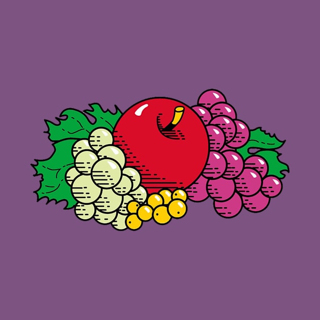 Pop Art Grapes And Apple by MaybeYesMaybeNo Art.