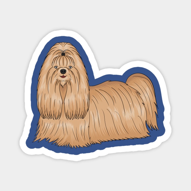 Shih tzu long hair dog cartoon illustration Magnet by Cartoons of fun