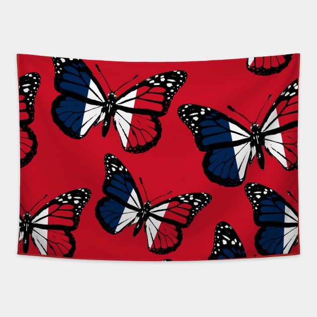 Vintage France Butterfly Moth Stand with France |  Bastille Day National Celebration Tapestry by Mochabonk