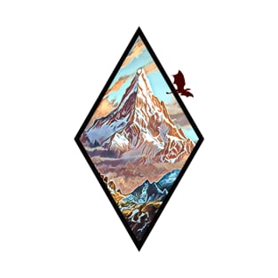 The Lonely Mountain - Dragon - Diamond Frame - White - Fantasy T-Shirt